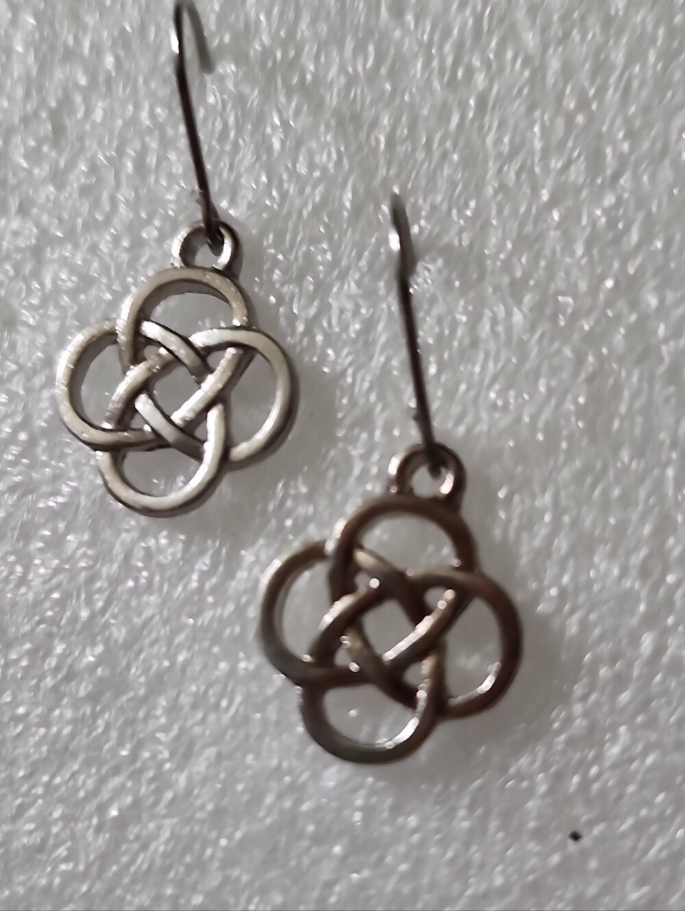 Hand Crafted Silver Tone Celtic Knot Drop Earrings